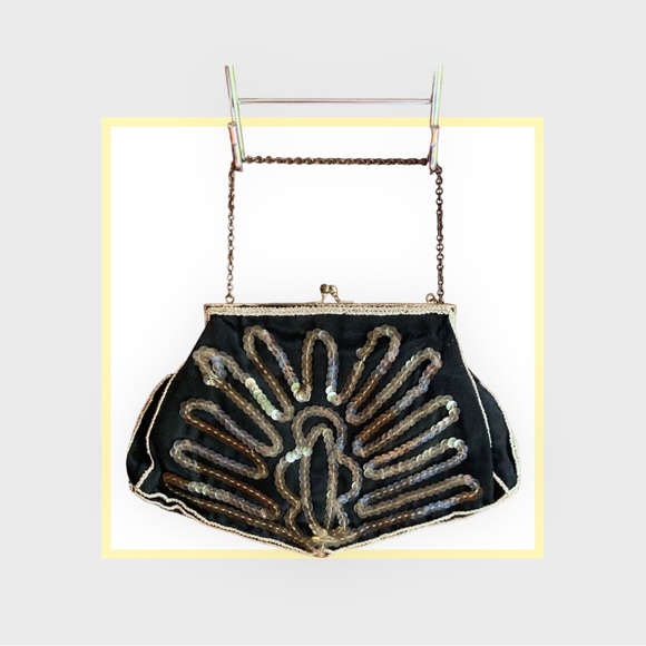 Vintage sequin and satin evening bag - Picture 3 of 7
